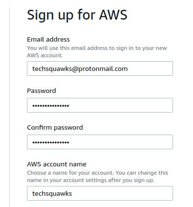 Account Setup Step 1