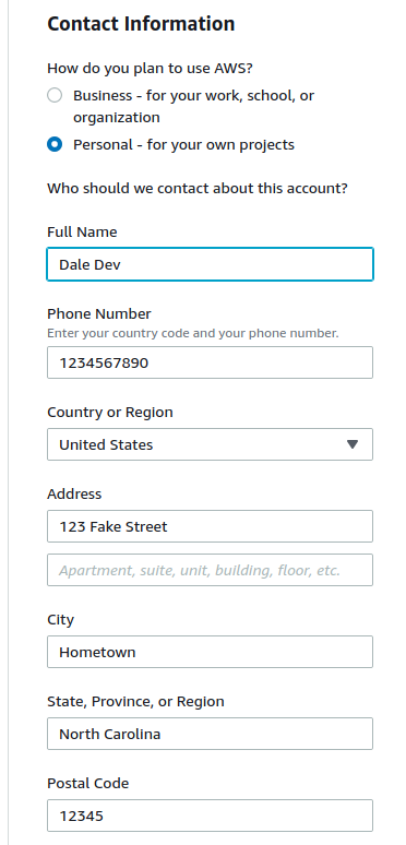 Account Setup Step 2